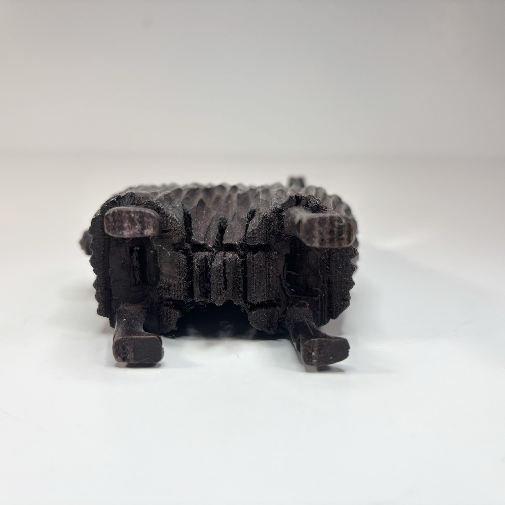 Vtg Boho Home Decor Small Hand Carved Dark Wood Alpaca Figurine Rustic Folk Art - Picture 4 of 6